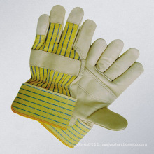 Cow Grain Leather Patched Palm Work Glove with Cotton Back